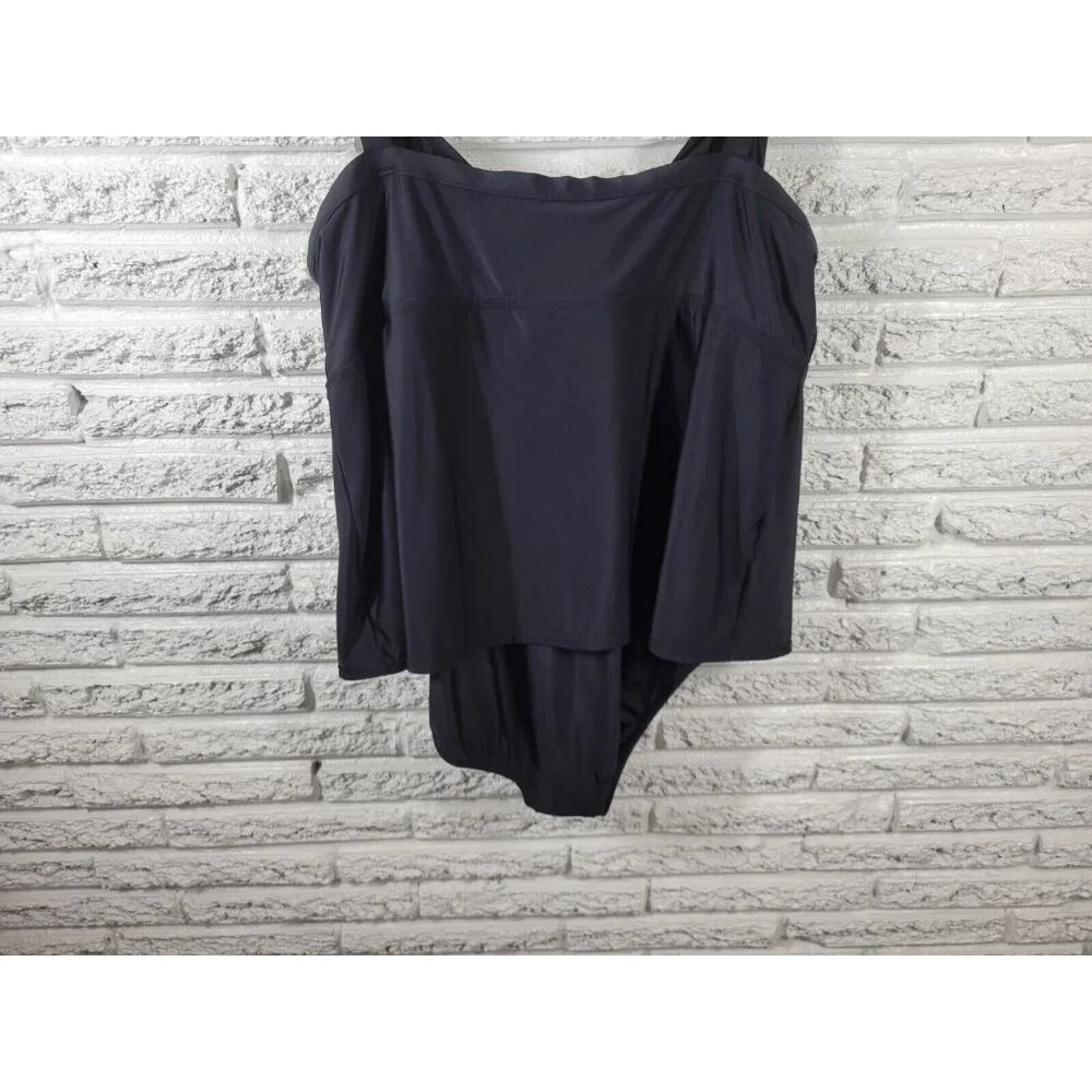 Sand n Sun Women's 3X Plus Size One Piece Swimsuit Black Lined Nylon BLA79E